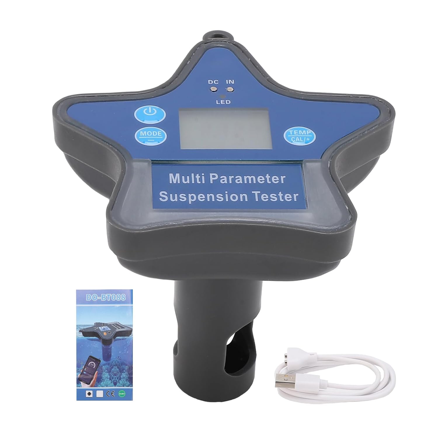 Jectse Water Quality Monitor, Digital Water Tester for Aquaculture, Pool, ORP, PH, TDS, EC, Salt, S.G, CL, Temp with Floating Kit for Real time and Temperature Compensation
