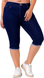 Nifty Women's Denim Stretchable Plus Size Skinny Fit Capris