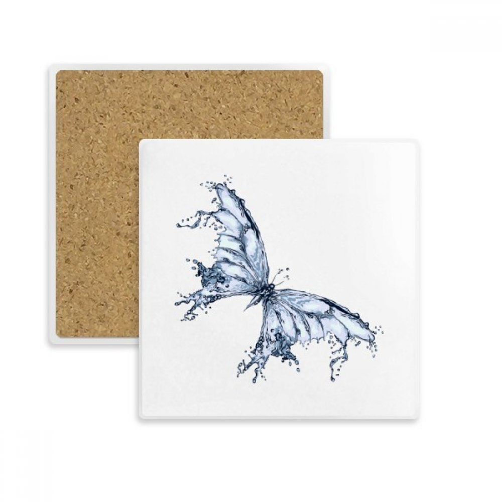 Coaster carré cerf-volant bleu papillon dessous de verre absorbant multicolore