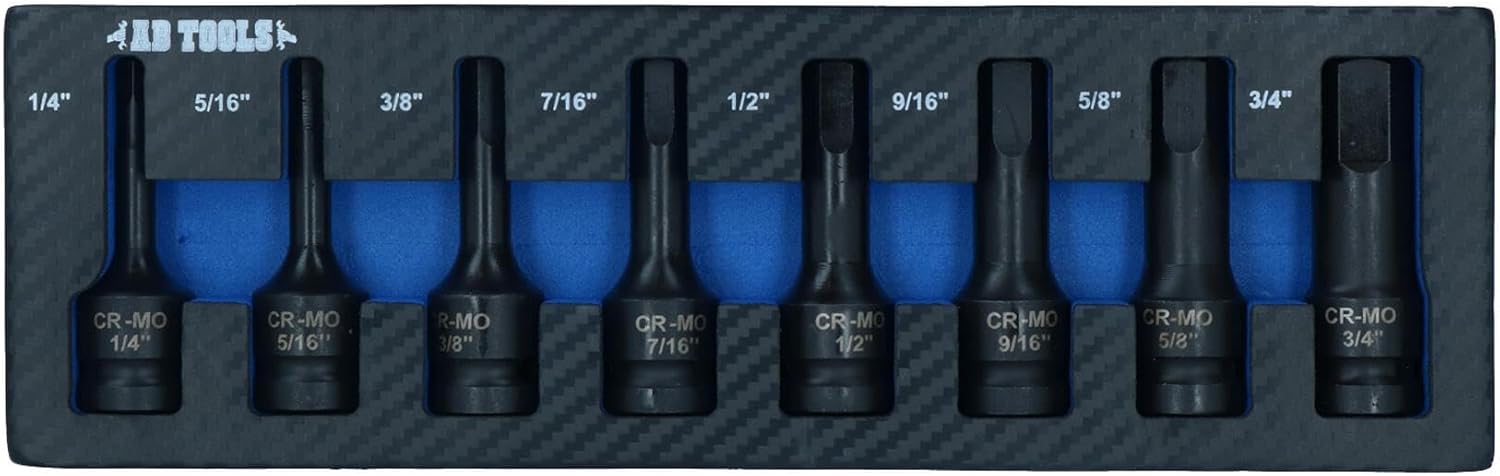 AF Imperial SAE Allen Hex Key Sockets 1/2" Drive Extra Long 1/4" - 3/4" 8pc Set