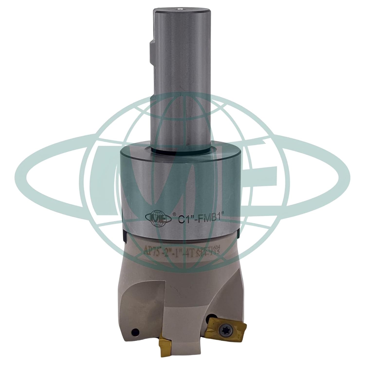 CME 2" 75° Indexable Face Mill w/ 1" Weldon Shank Arbor, APKT1604 Inserts Included, 4 Flutes