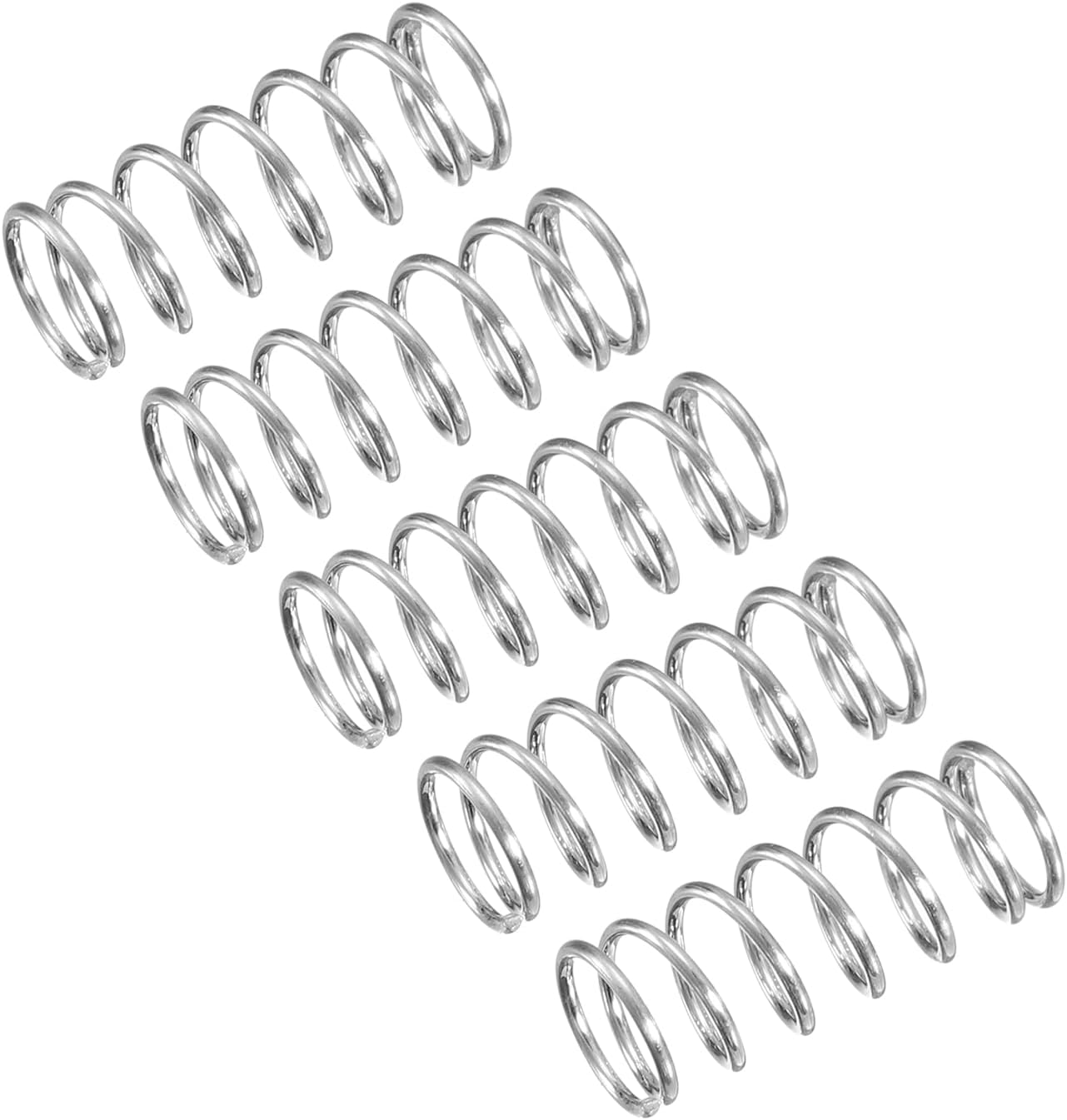 Compression Spring, 5Pcs 304 Stainless Steel, 6mm OD, 0.6mm Wire Size, 15mm Free Length, Silver Tone