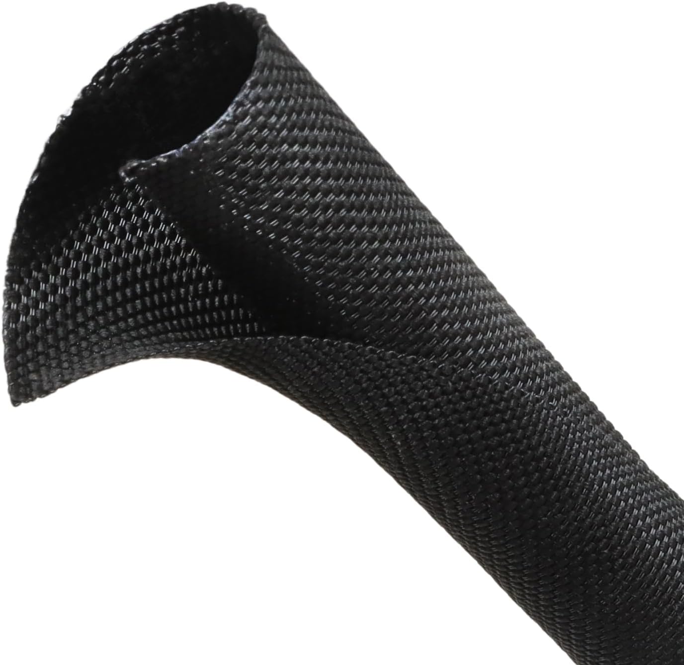 Automotive Wire Loom Tubing, Split Braided Cord Protectors from Pets No Chew, Flexible Cable Sleeve Cable Management for TV/Computer/Electric Wires (Black, 3/4"-25ft)