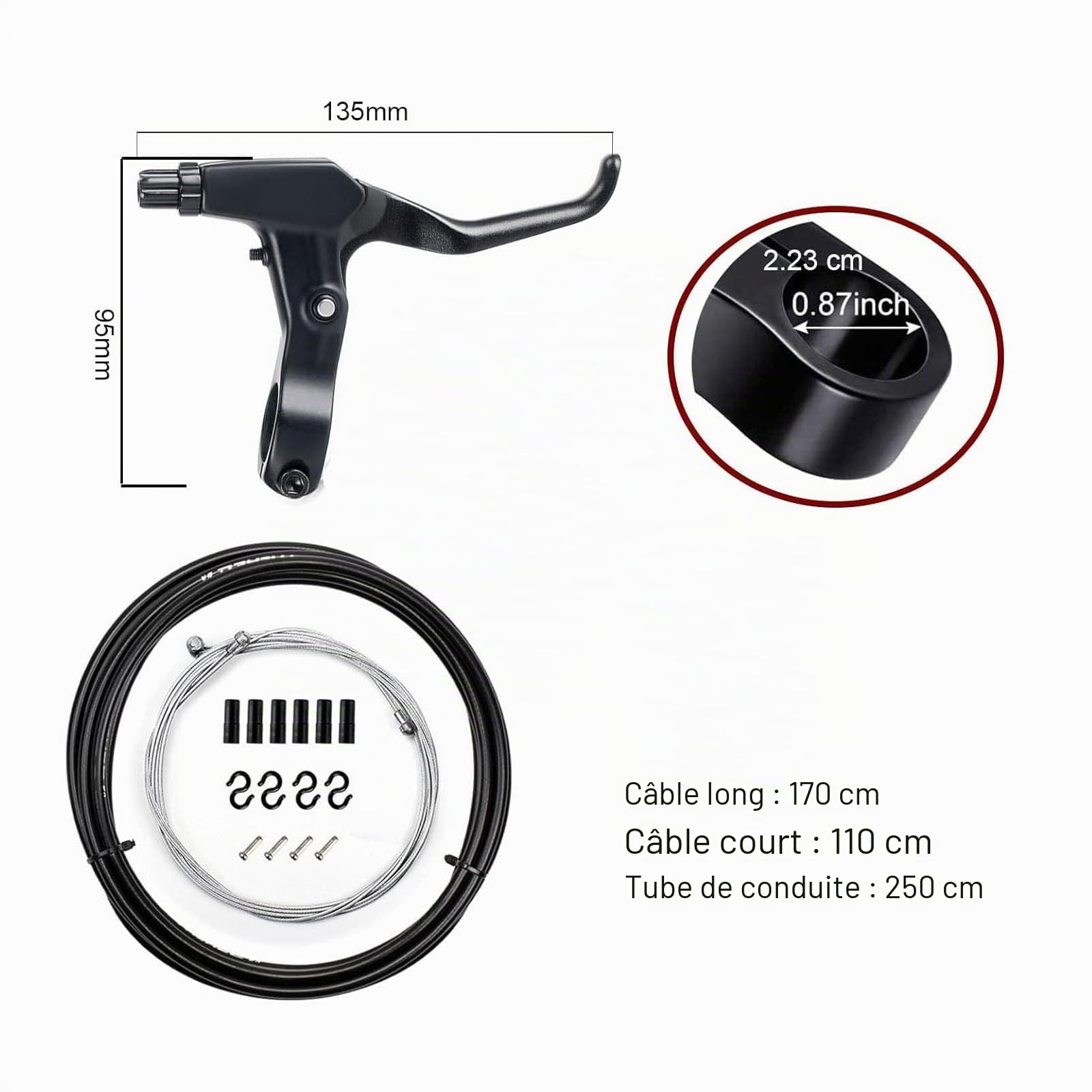 Mimoke Lot de 2 Paires de Freins V-Brake pour vélos, Freins Avant et arrière avec Plaquettes de Frein de 60 mm, Levier de Frein à Doigts, câble de Frein de vélo, Aluminium