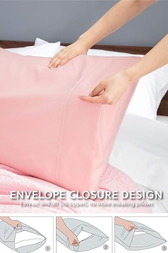 Miniatura 7 de Juego de 3 piezas de algodón puro de 600 hilos, 3 piezas, tamaño Queen, bolsillo profundo de 12 pulgadas, 1 sábana bajera y 2 fundas de almohada,