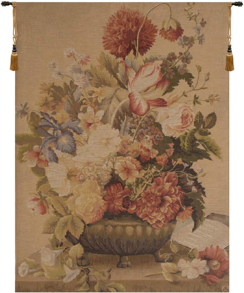 Charlotte Home Furnishings Inc. Lily Flower French Tapestry Wall Hanging, 34 X 18 Inch, Viscose Cotton And Polyester Blend Wall Art, Woven In France, Perfect For Home Decor And Wall Decor