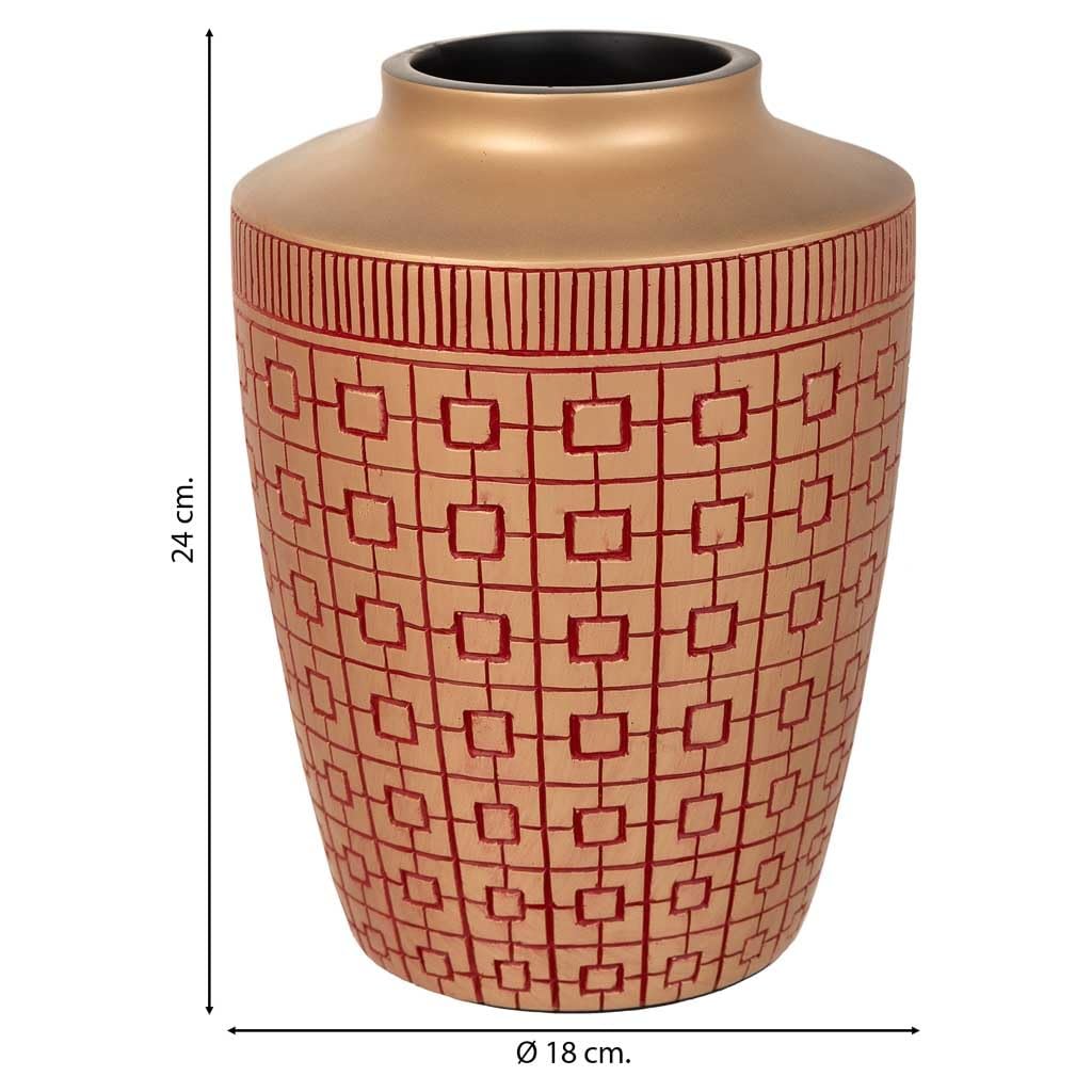 WANDERLUST DECO Jarrón de poliresina Rojo 18x18x24