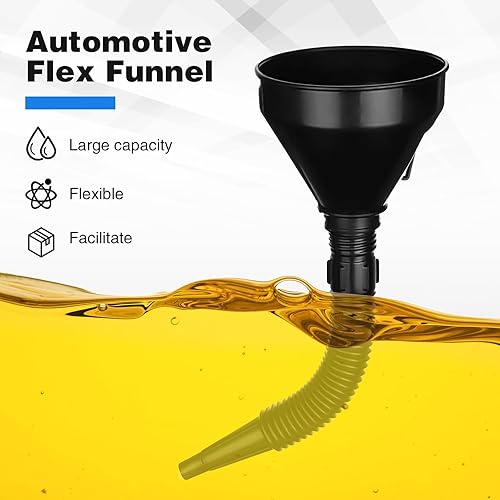 Miniatura 4 de Hsei Embudo de gas grande de plástico de 4 piezas para automóviles, kit de embudo de refrigerante con colador, juego de embudo automotriz para