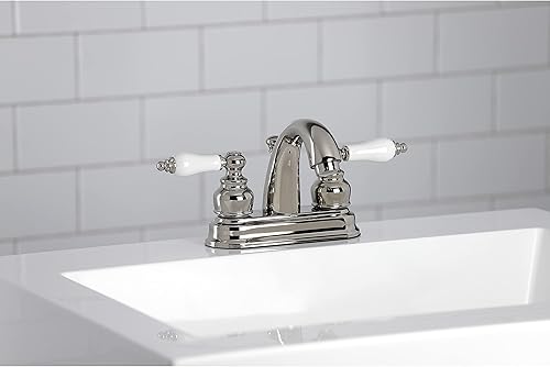 Miniatura 8 de Kingston Brass KB5616PL Restoration - Grifo de baño central de 4 pulgadas, níquel pulido