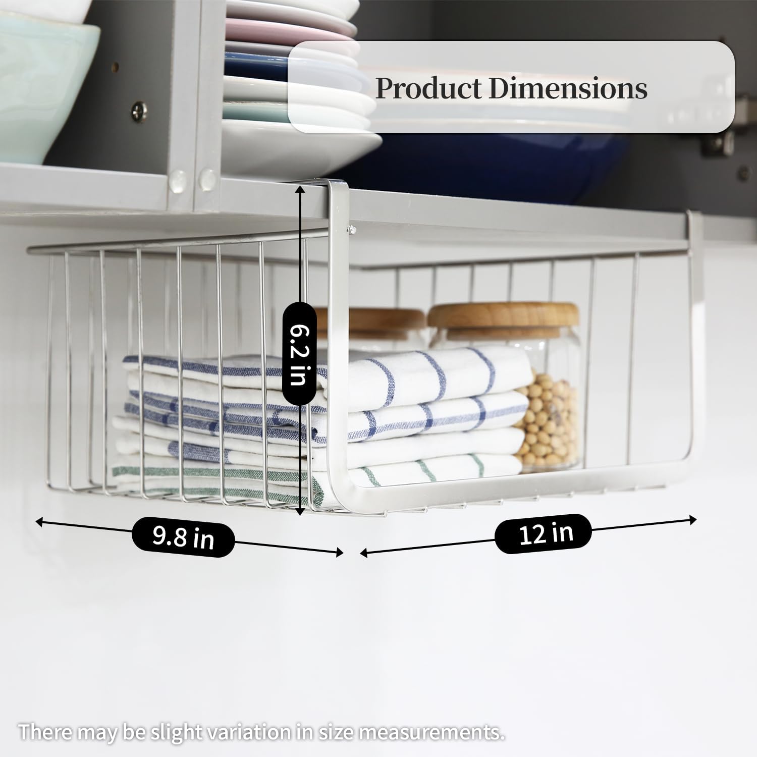 INEX Upper Cabinets Hanging Shelf Kitchen Sink Storage Caddy (Silver, 6.2" H x 12" W x 9.8" D)