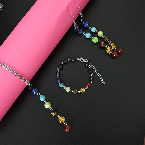 Miniatura 2 de Chakra Necklace Bracelet Earring Set For Women, Handmade Yoga Healing, Meditation, Calm, Anxiety Relief Jewelry Natural Stone Beading Set For Women
