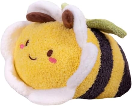 Bee Plush Stuffed Bee, Cute Bumblebee Plush Toy, Smile and Winged Bee Plush Headrest Orange