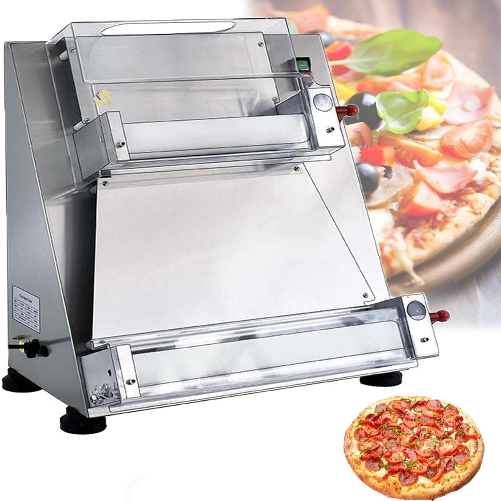 Sfogliatrice per impasti per pizza commerciale, pressa automatica per impasti per pizza per impieghi gravosi, pressa per impasti per pizza semiautomatica in acciaio inossidabile, per arrotolare pizza