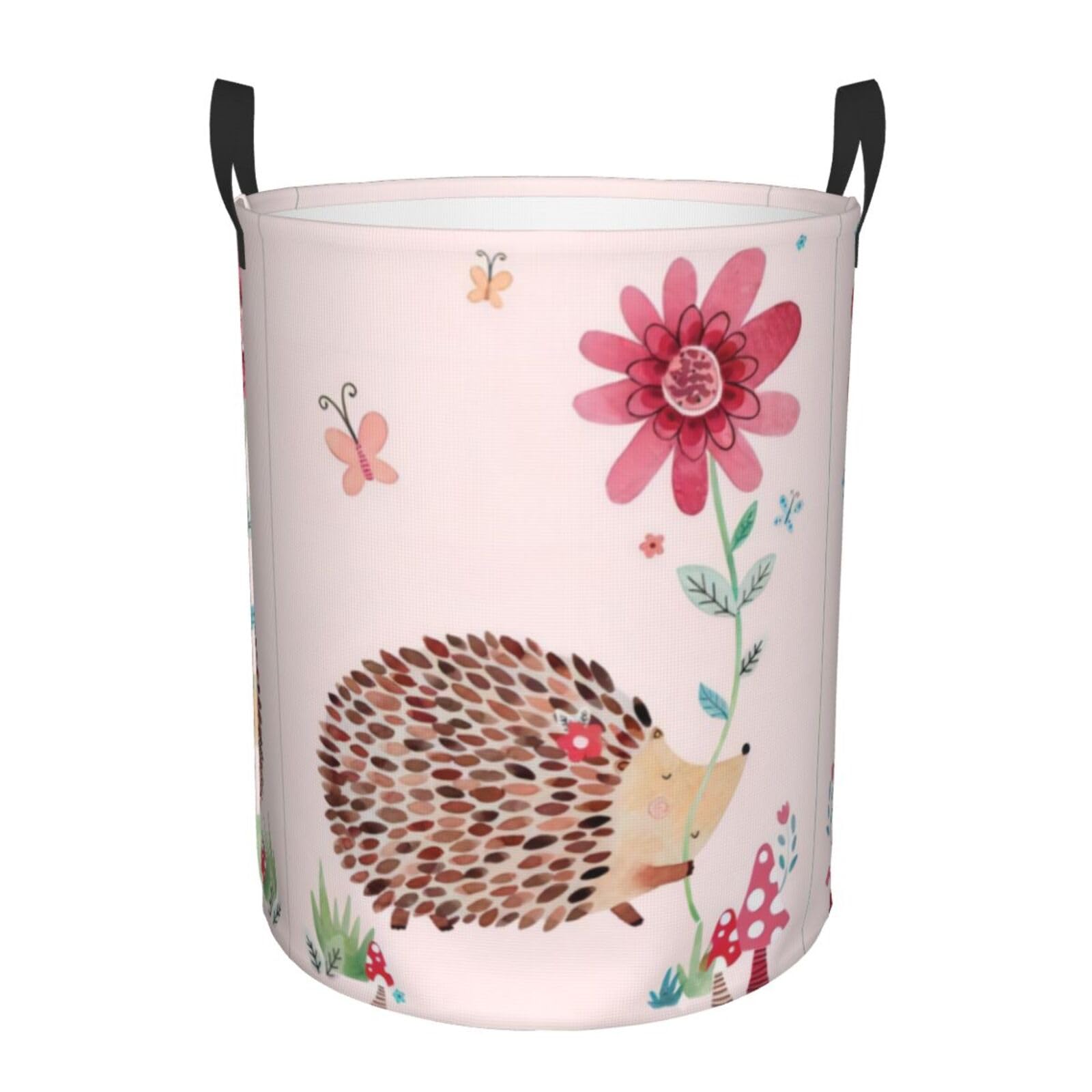 S Circular Hamper Lovely Hedgehog Print for Dirty Clothes