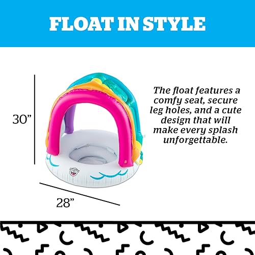 Vista 14 de BigMouth Inc Lil' Flotador de agua con protección solar superior, flotadores de piscina cubiertos para bebés, bebés y niños de 1 a 3 años nadadores