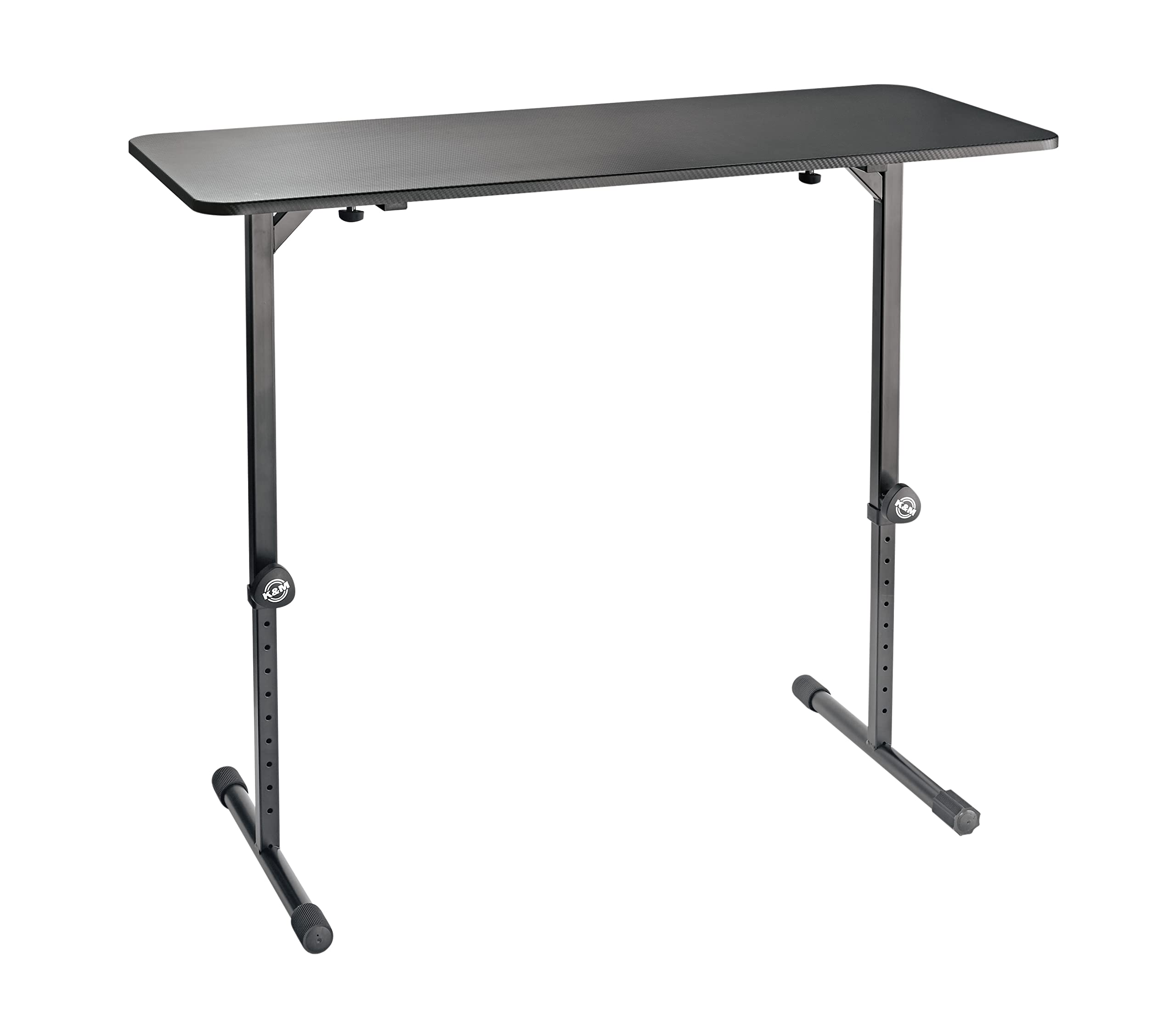 K&M 12160 DJ Tisch Schwarz - Klappbarer Eventtisch - Plattengröße 110 x 45,5 cm - schrittweise höheverstellbares Pult
