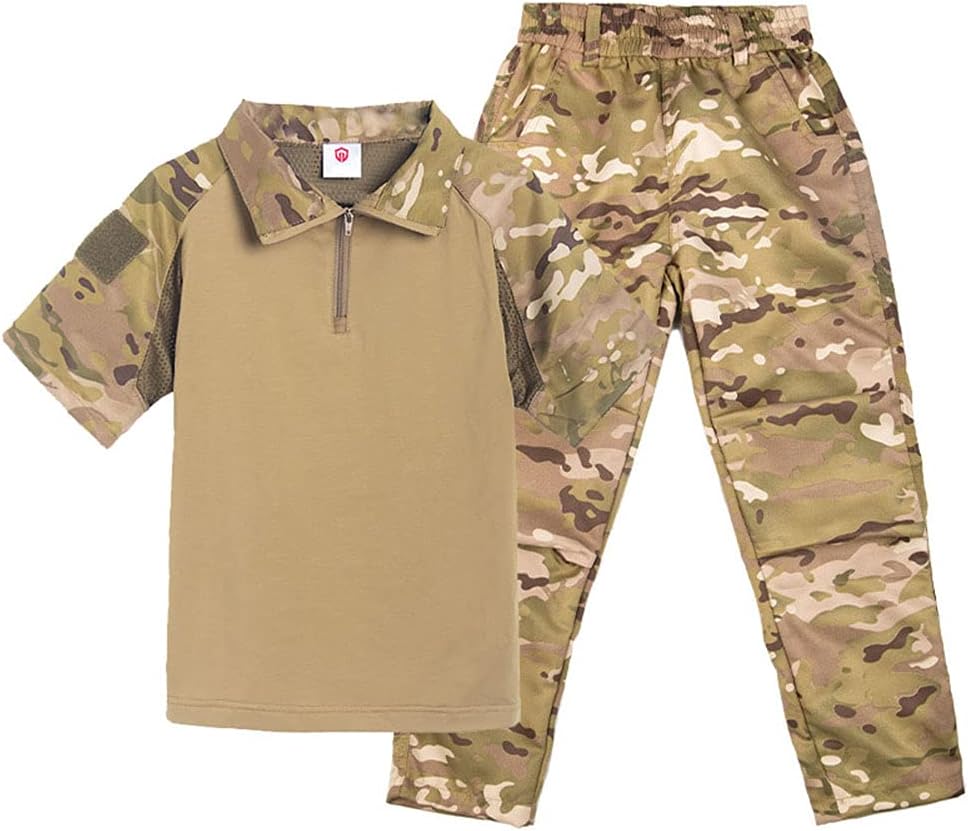 Outdoor Sports Airsoft Hunting Shooting Battle Dress Tactical BDU Set Combat Camouflage Kid Child Uniform