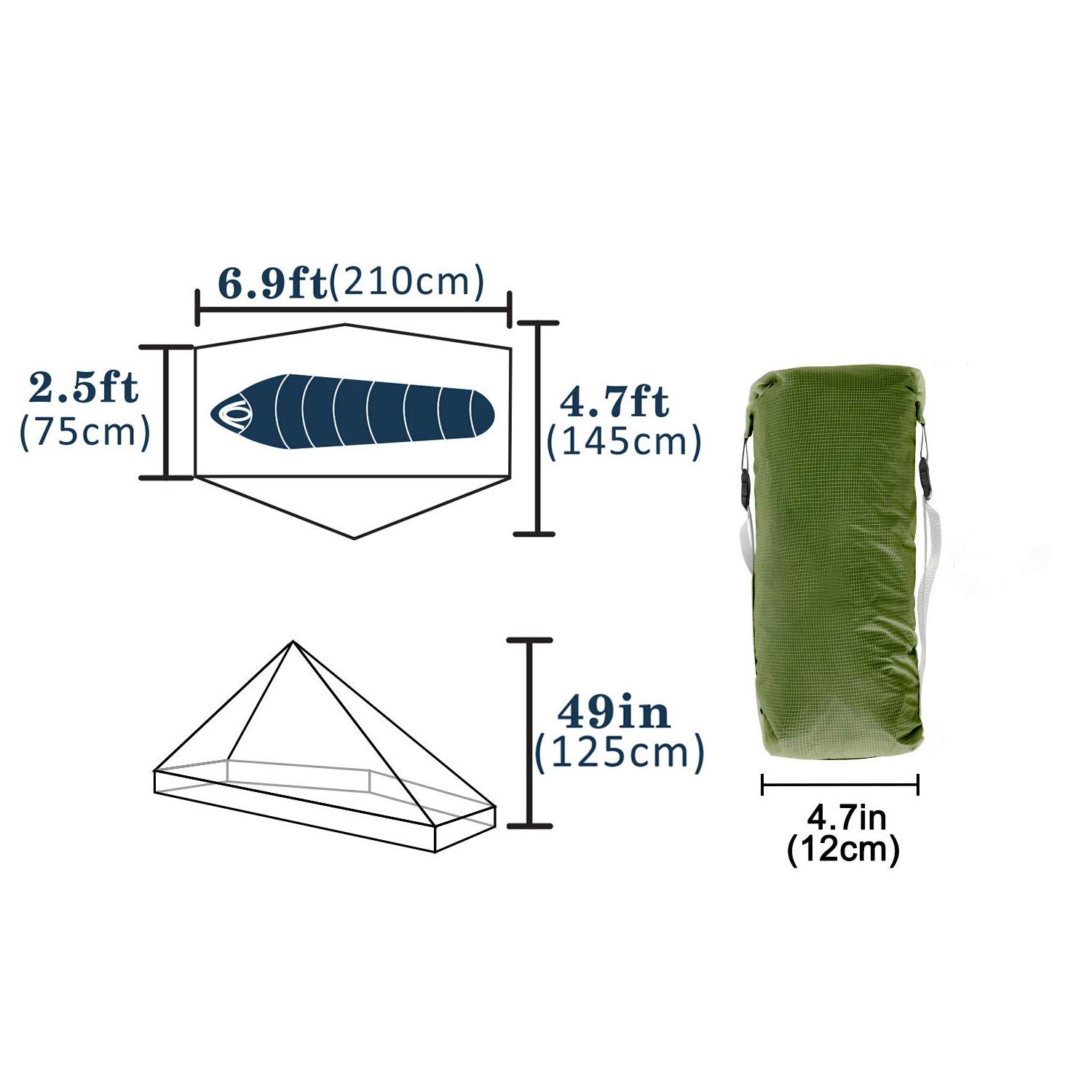 Nuovo LanShan Outdoor Ultralight Tenda da campeggio 1Persone / 2 persone Mesh Tent Shelter -Perfetto per il campeggio, Backpacking e Thru-Hikes