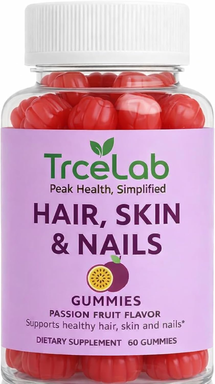 Hair and Nails Vitamins for Women - 6000 mcg Biotin - Passion Fruit Flavor Hair Skin and Nails Gummies - Vitamin C, Vitamin B Complex, Folate, and Zinc - Made in USA, Third-Party Tested