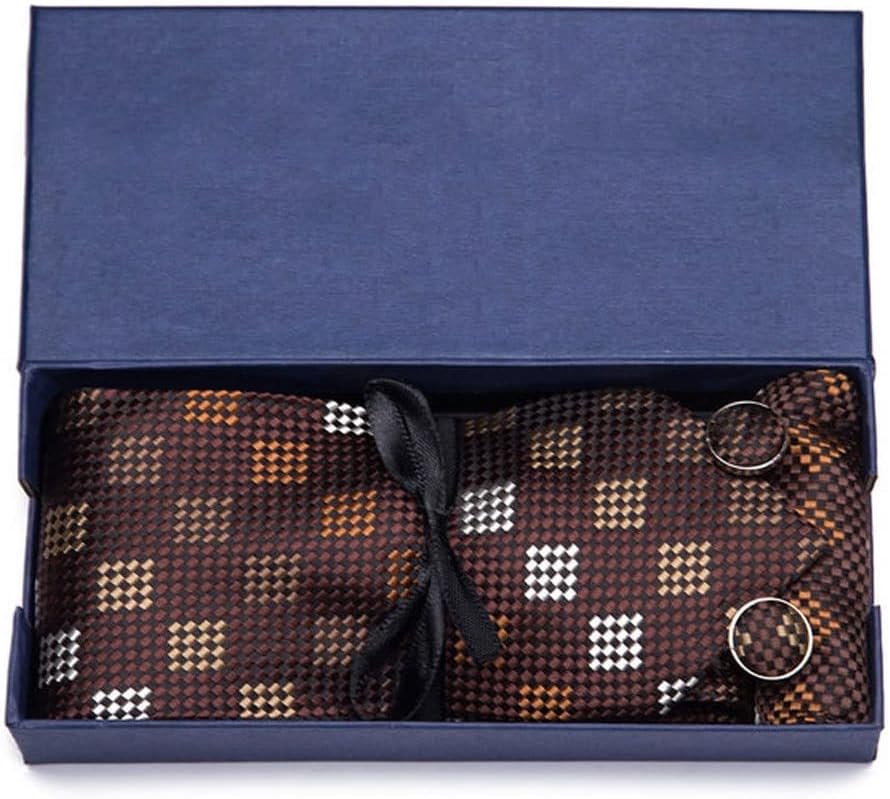 Gift Box Tie Set Cufflinks with Gift Box Woven Neckties Set for Men Wedding Party