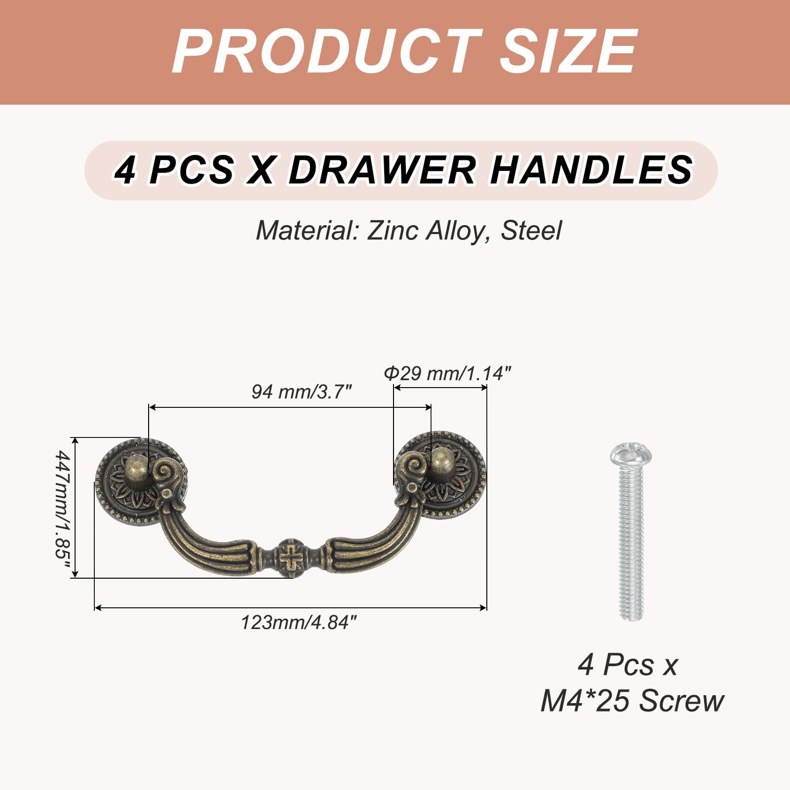 PATIKIL Hole Center Drop Bail Pull Handles 4.84x1.85 - Image 2