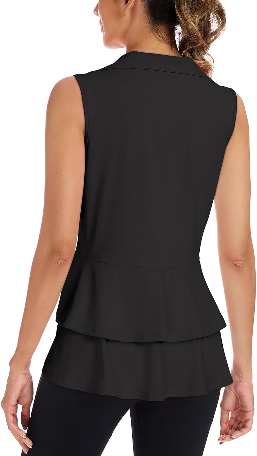 LURANEE Women's Golf Vest with Pleated Tennis Skirt Hem Lightweight Full Zip Sleeveless Athletic Shirts with Pockets