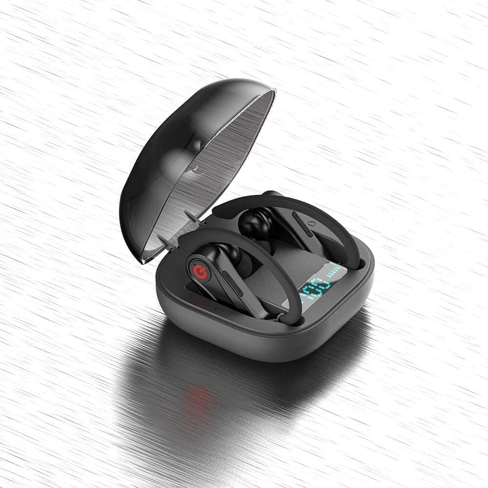 Słuchawki przewodzenia kostnego, bezprzewodowe słuchawki douszne Bluetooth 5.0, wodoodporne słuchawki douszne Bluetooth IPX4, stereo, sportowy zestaw słuchawkowy z etui ładującym, mikrofon, do biegania/treningu