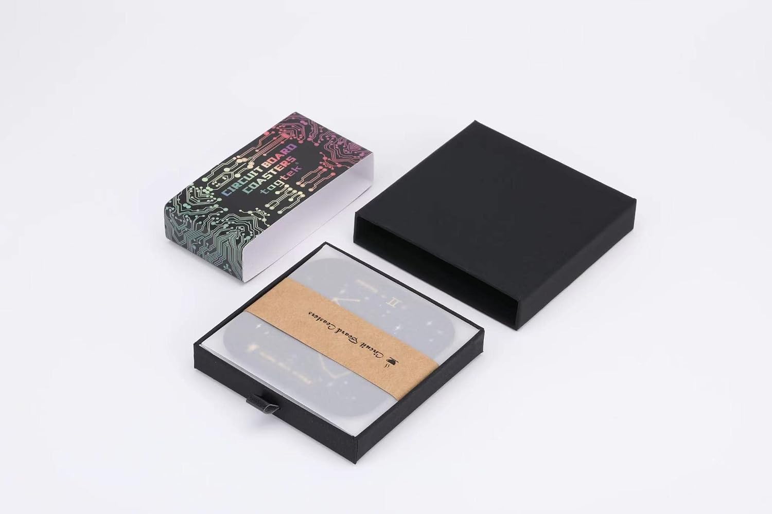 Constellation Circuit Board Coasters (4 Pack, Black) - Zodiac Coasters for Coffee Table, Office Desk, Gifts for Him, Her, Birthday, Valentine's Day image 4