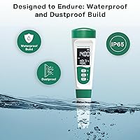 Vista 6 de AQUSOFT - Medidor de pH digital 5 en 1 con función de voz, lápiz de pH de alta precisión, TDS, CE, salinidad y temperatura, medidor de pH