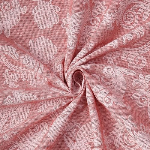 Image of Encasa XO Chambray Cotton Floral Cushion Covers | Red (Set of 2) I 16 inchx16 inch (40x40 cm) I Covers Only, No Insert I Decorative Floral Square Pillowcase I Machine Washable
