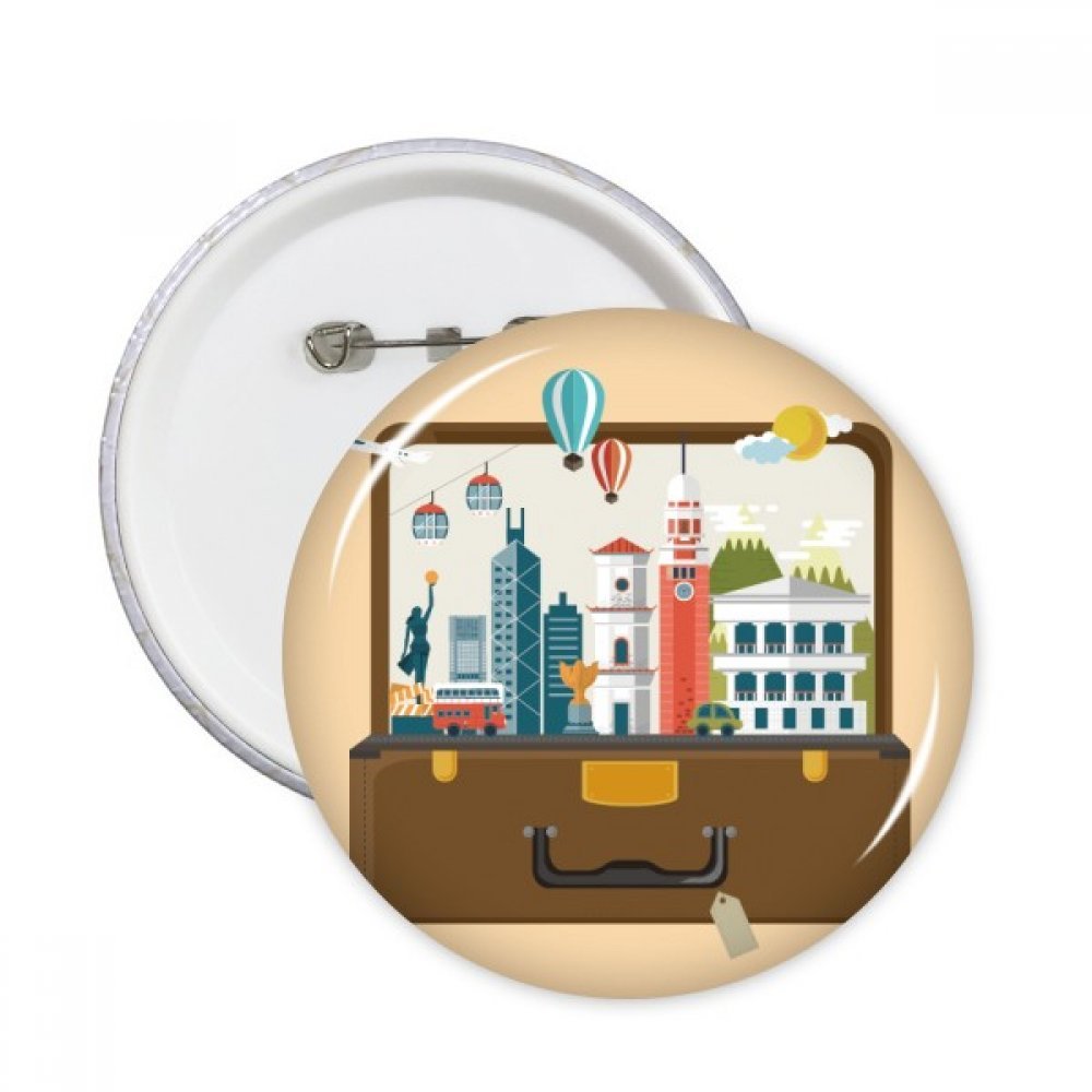 Badge bouton rond Hong Kong lieu touristique vêtement décoration 5pcs L - 3