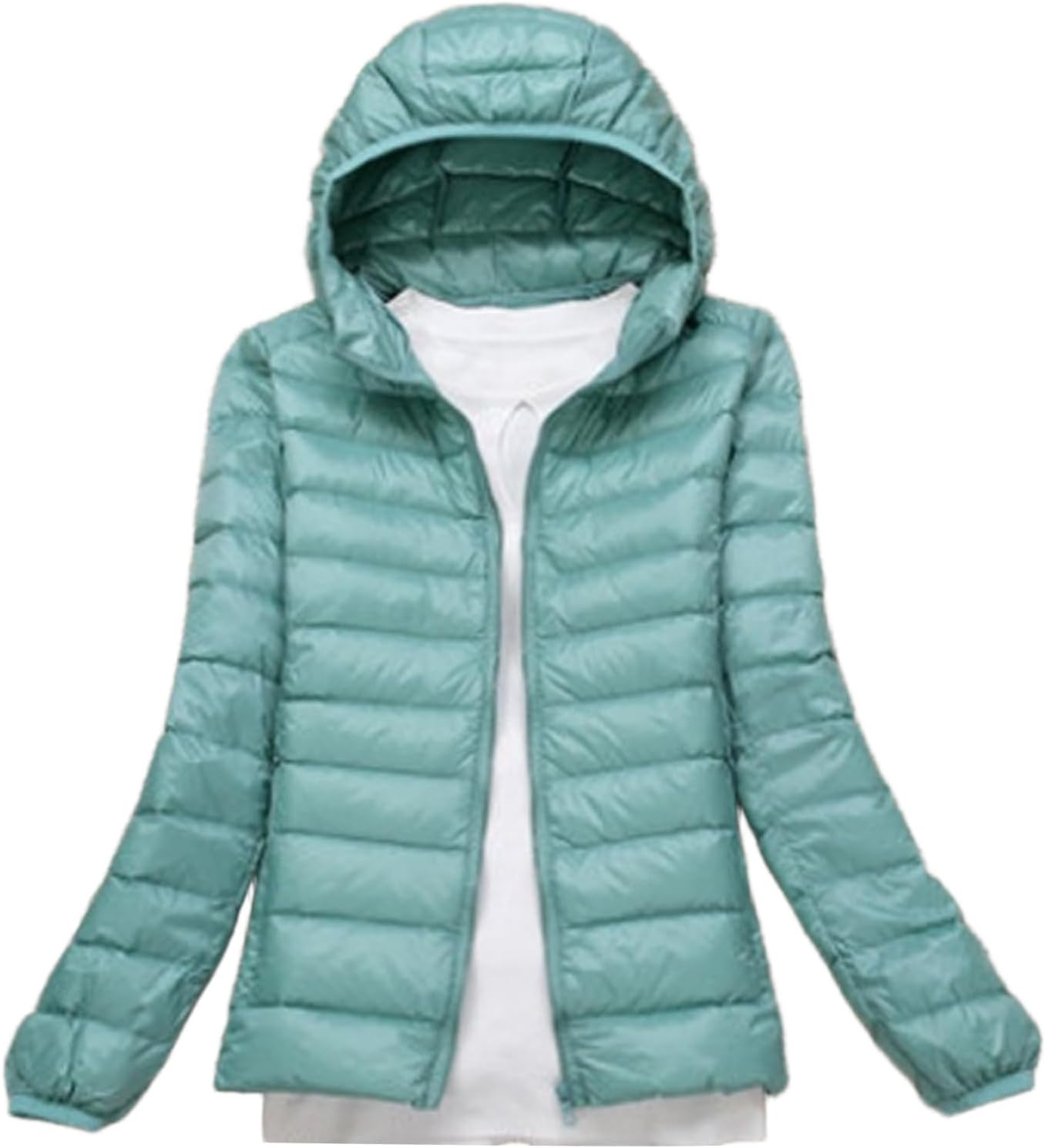 Women's Short Down Jacket with Hood Lightweight Puffer Coat Winter Warm Quilted Jacket Waterproof Streetwear Coat