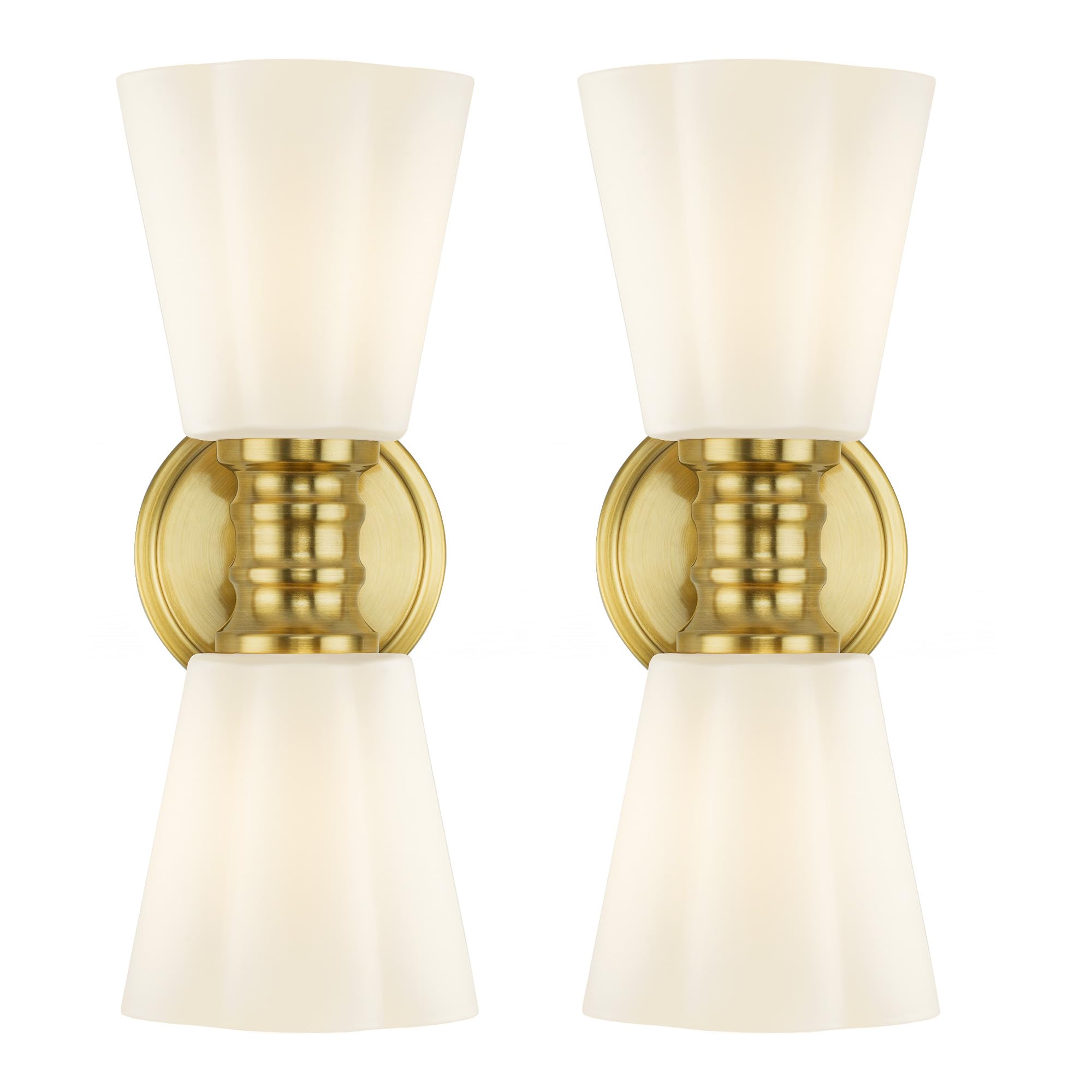 kudos 2 Pack Vanity Lights with Milk White Glass,Brushed Gold Wall Sconce