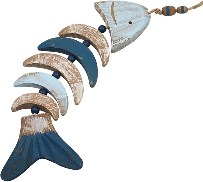 Suerhatcon Wooden Fish Decor Wall Hanging Ornament, Mediterranean Style