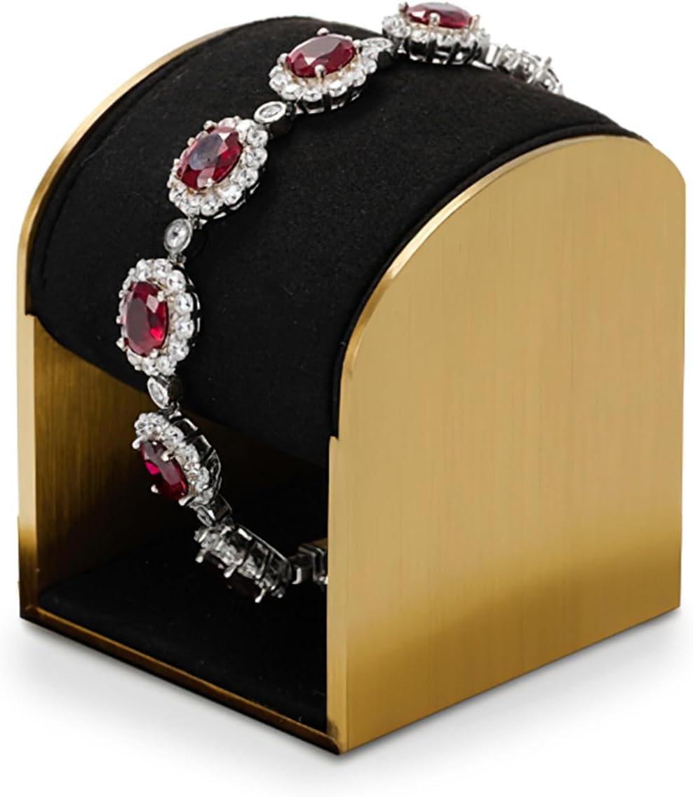 Oirlv Gold Metal & Microfiber Bracelet Display Stand, Luxury Jewelry Holder, Part of a Complete Jewelry Display Set