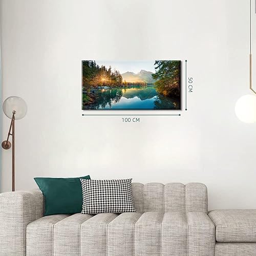 Miniatura 3 de TEKMENT Lienzo grande de otoño con diseño de lago de otoño para sala de estar, dormitorio, decoración de oficina en casa, impresión de paisaje de