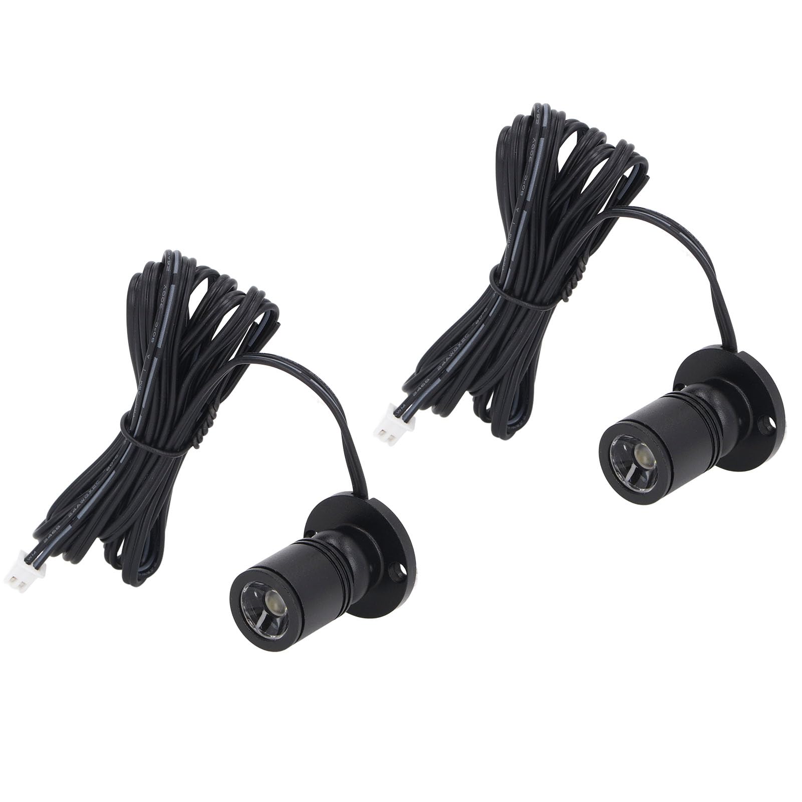 USB LED Mini Strahler Dimmbar 5V Schwarz 2 Stück mit 2m Kabel für Tische Regale Vitrinen Schmuckschränke Kompakt Beleuchtung