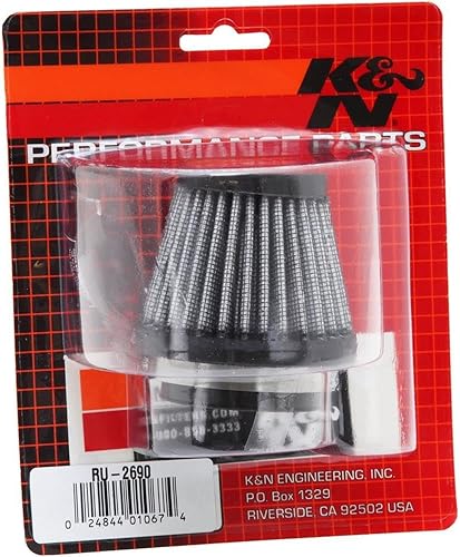 Miniatura 3 de K&N Filtro de entrada de aire universal con abrazadera alto rendimiento, Premium, Filtro de aire de repuesto Diámetro de la brida 1.75 pulgadas,