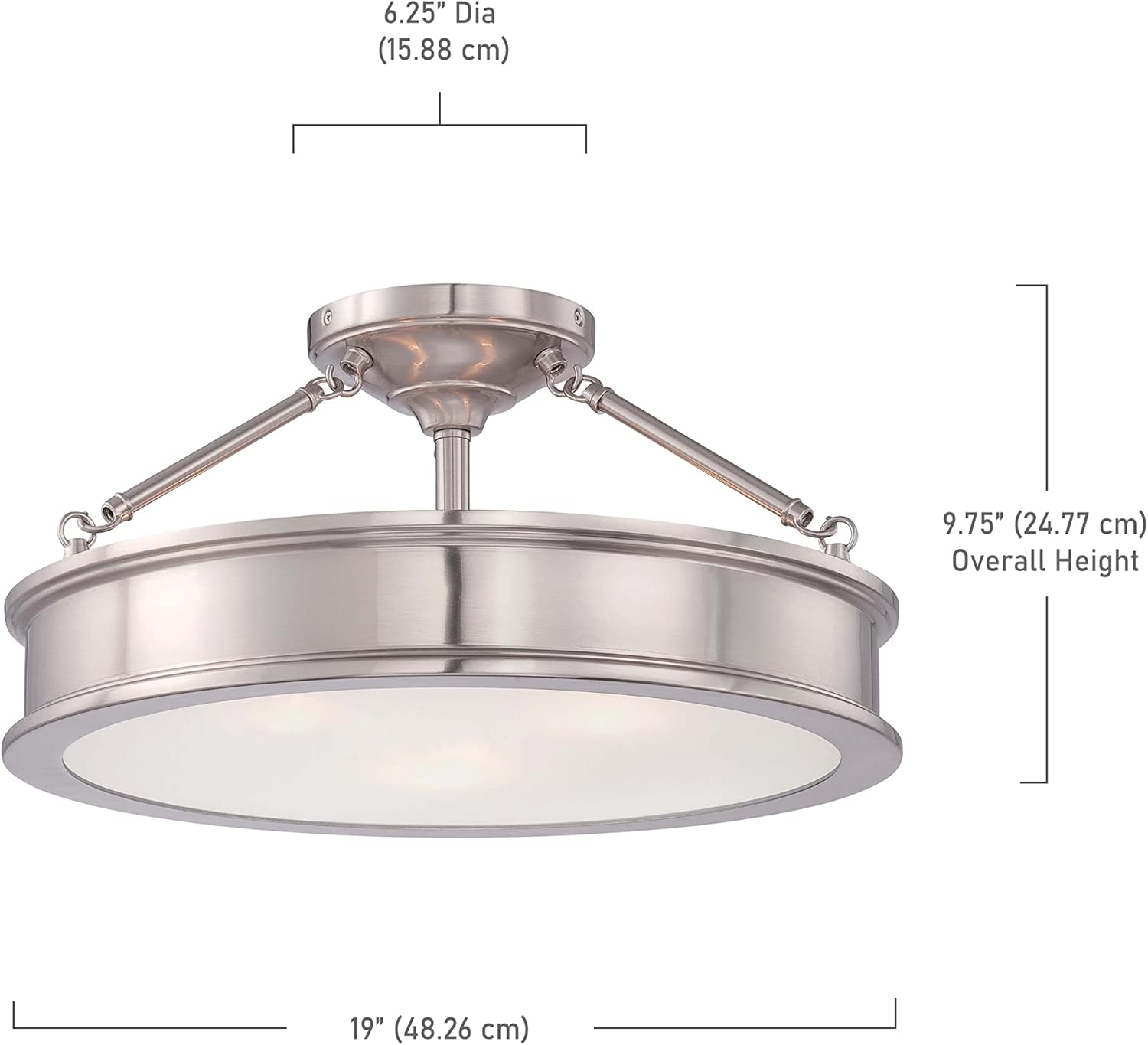 Minka Lavery Semi Flush Mount Ceiling Light 4177-84, Harbour Point Lighting Fixture, 3 Light, Nickel