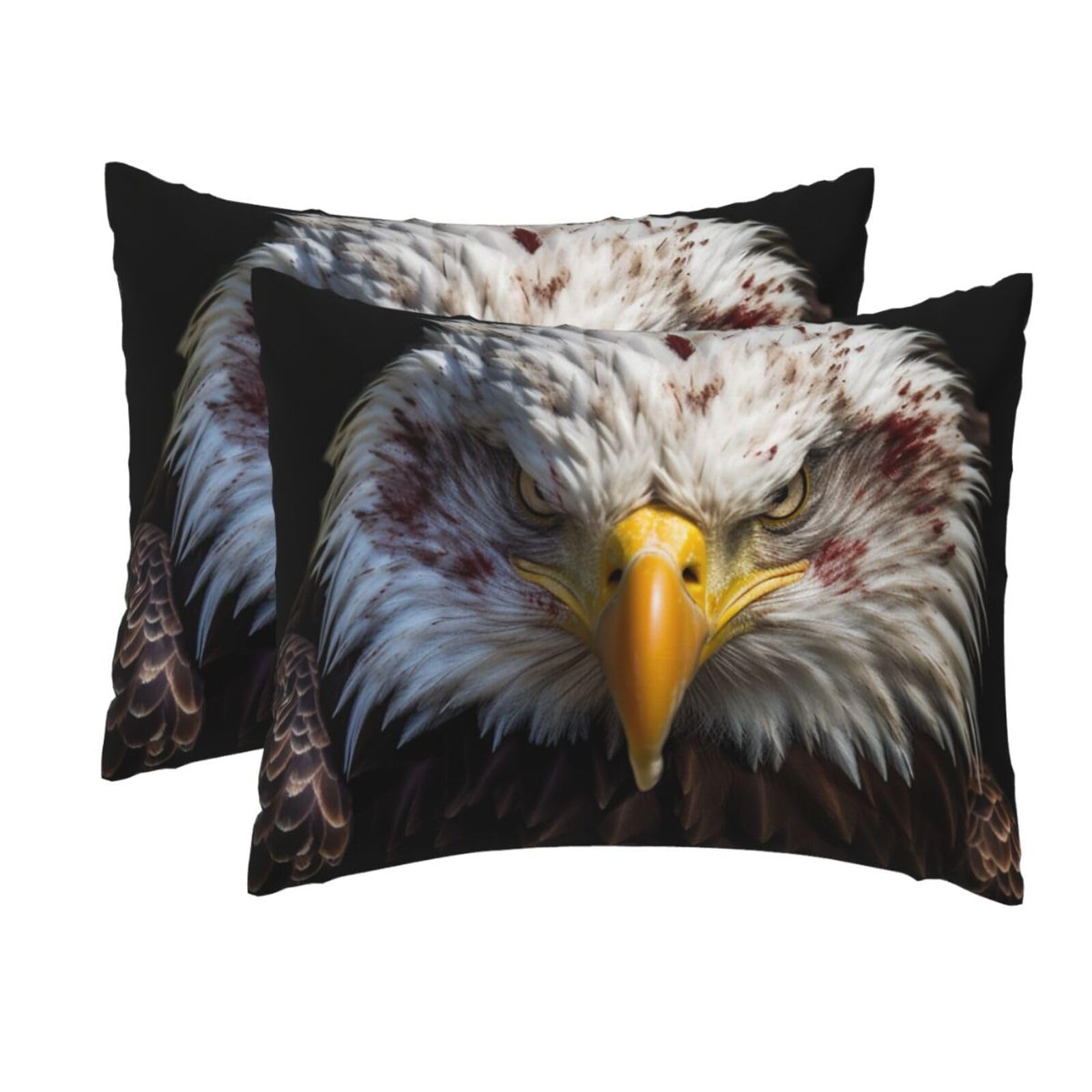 2 Pack Standard Pillow Cases with Hidden Zipper, Soft Breathable Pillow Covers for Hair and Skin, Bald Eagle American Flag Pillowcases 20"x26" Bed Pillow Protectors Cover for Sleeping Gifts