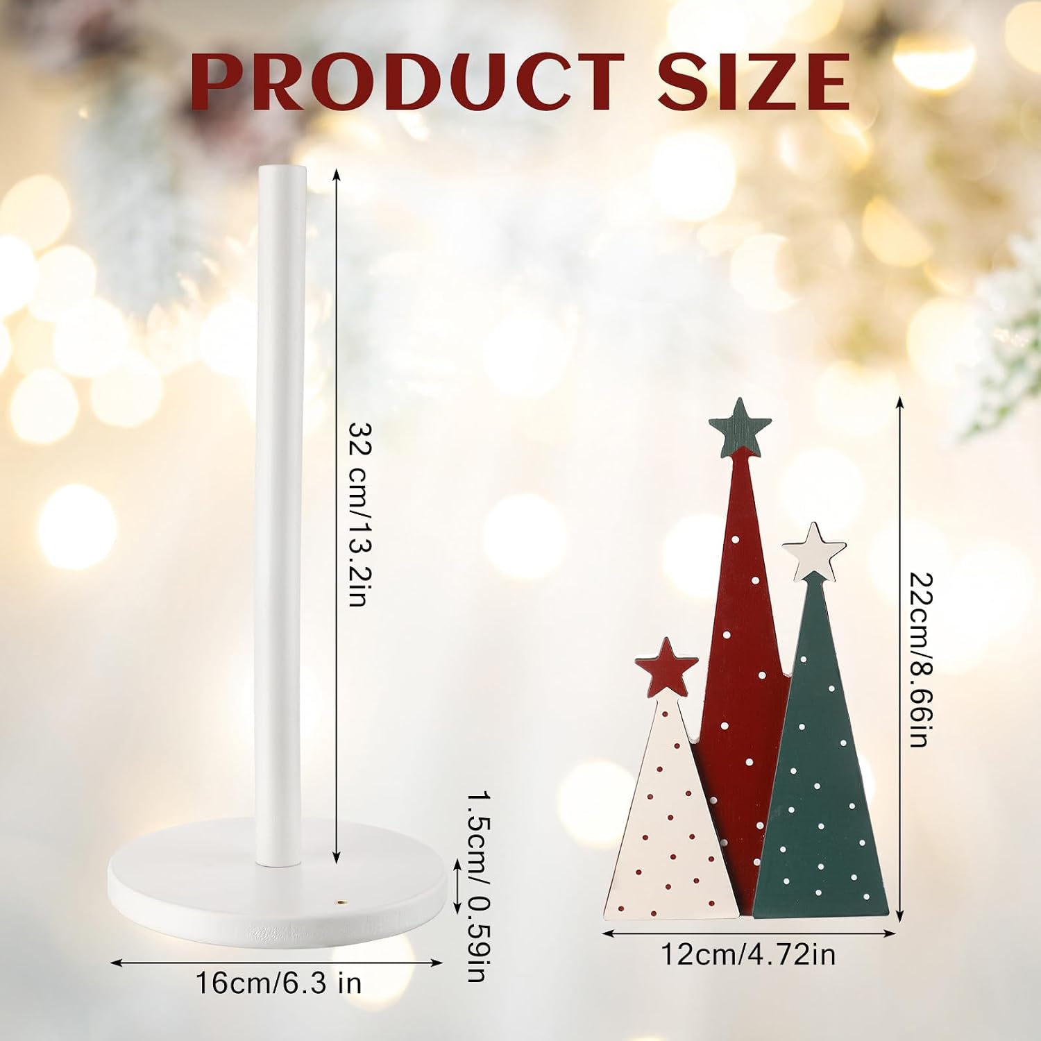Geelin Christmas Paper Towel Holder Cute Christmas Kitchen Decoration Wooden Towels Paper Holder Stand for Kitchen Countertop Bathroom Home Farmhouse Winter Xmas Decor(Xmas Tree)