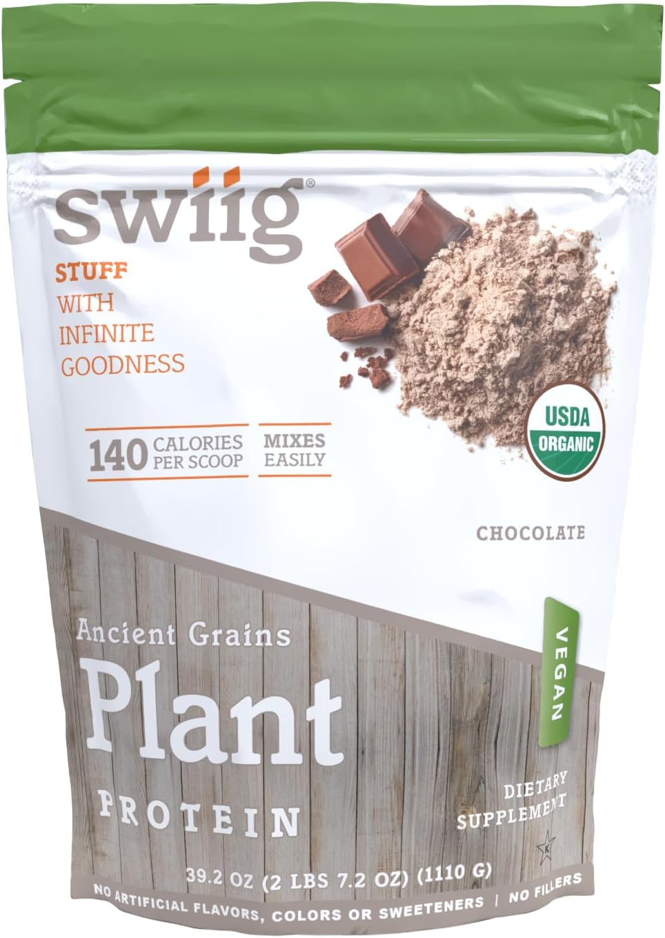 swiig Organic Ancient Grains, Plant Protein (2.7 lb, Chocolate)