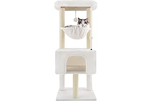 Fashion Design Amazing Cat Trees with Cat Houses, Spring Balls, Beige