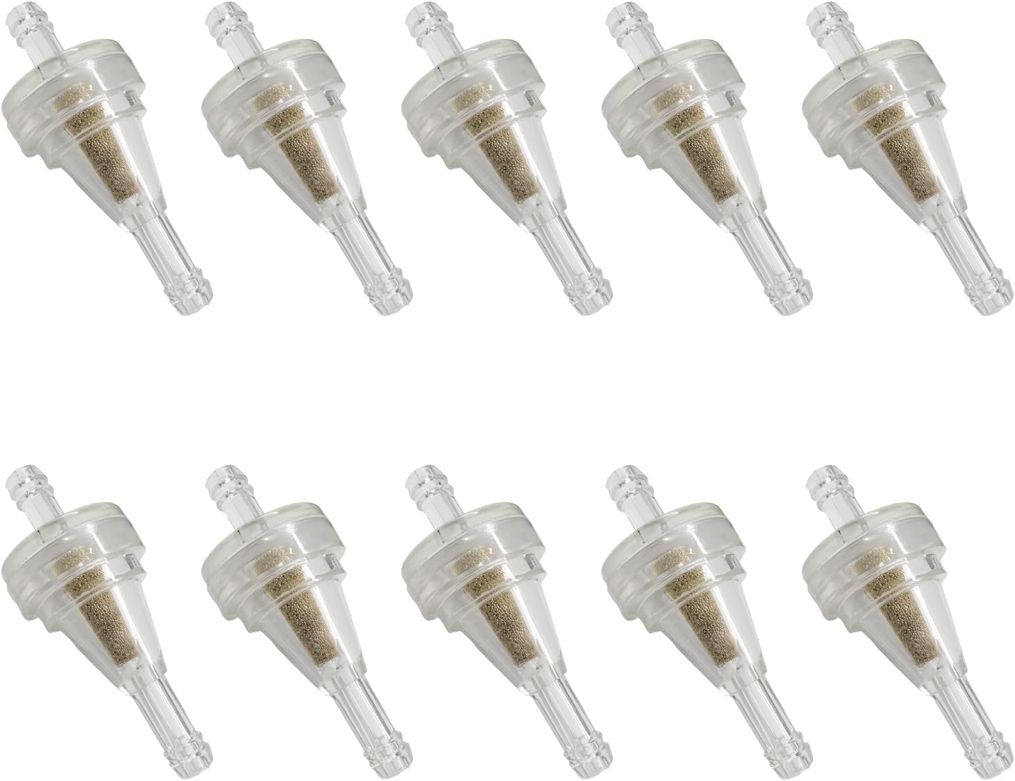 Sun Walker 10PCS 1/4" Inline Fuel Filters, Clear Vehicle Inline Carb Gas Fuel Filters with Copper Core, Small Engine In-Line Gas Filter Replacement for Dirt Bike ATV UTV Snowmobile