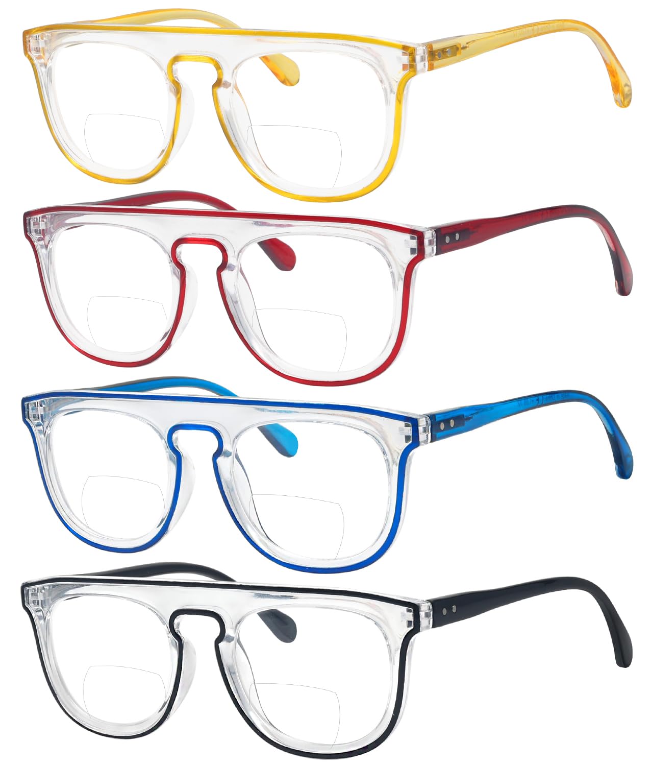 Eyekepper 4-pack Bifocal Reading Glasses Bi-focal Readers Double Color