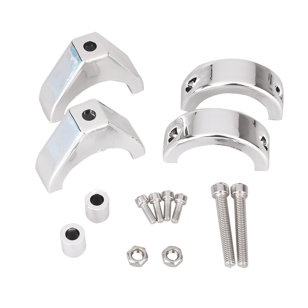 Cnardg24 Motorcycle 41mm Front Fork Tube Turn Signal Clamps for Harley For Softail FLST FXST, Silver