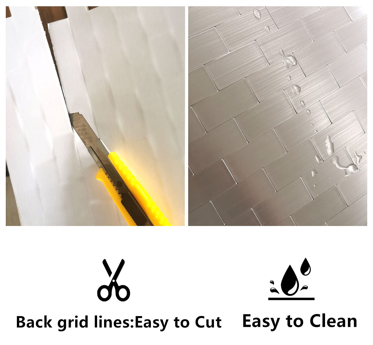 Pink Wallpaper XUANINY Peel And Stick Metal Backsplash Tiles - View #9