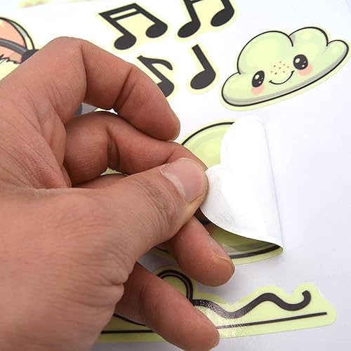 Miniatura 6 de Estrellas que brillan en la oscuridad para habitación, calcomanías de pared y techo brillantes de gatos, calcomanías de mariposas de gatito para