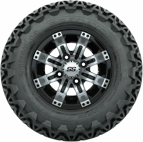 Miniatura 2 de GTW 10 Inch Golf Cart Wheels and Tires Combo  GTW Tempest MachinedBlack Wheels on 20x10-10 Predator All Terrain Tires  Set of 4