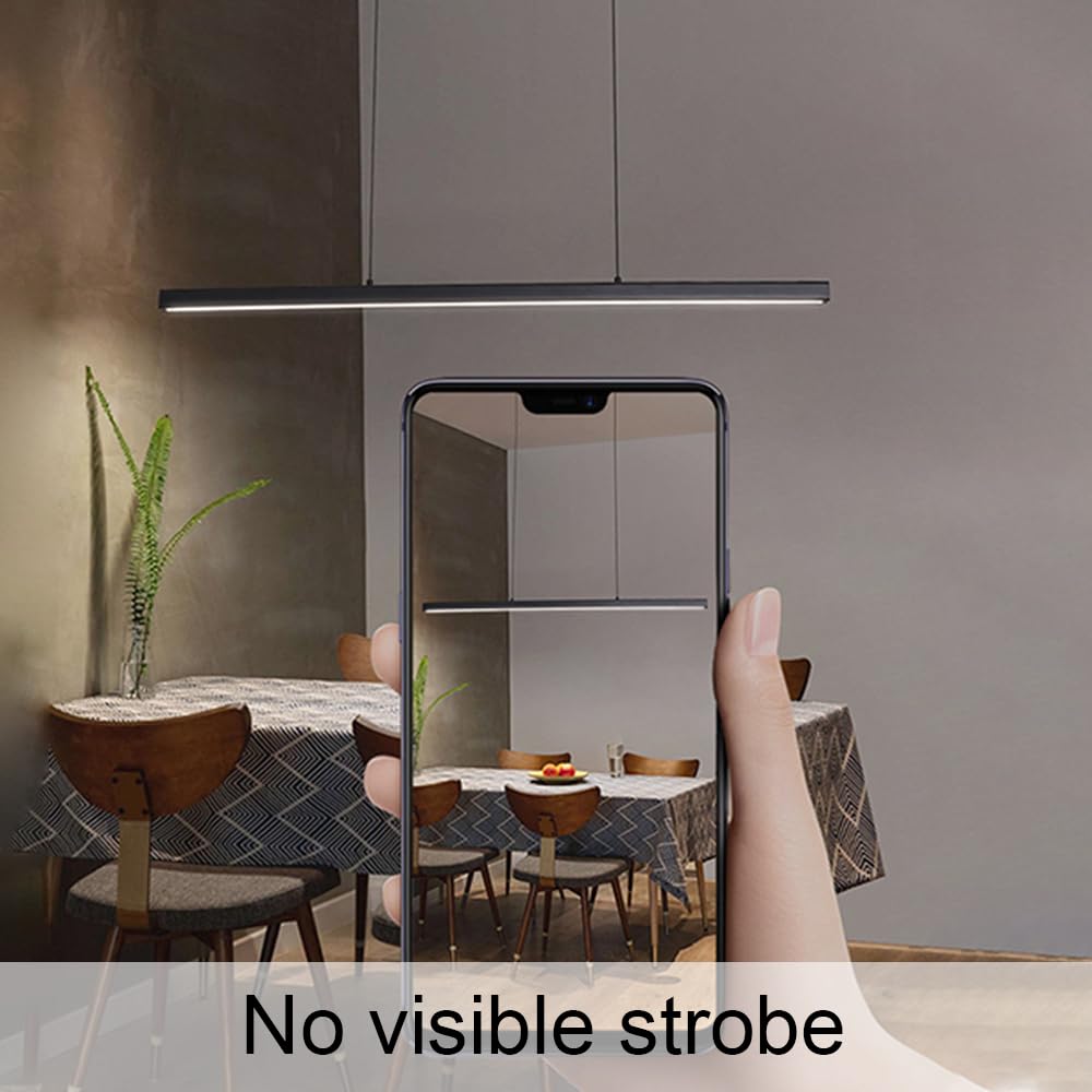 Barra Luminosa a Sospensione lineare Nera dimmerabile con Telecomando - Lampada da soffitto Moderna per Isola Cucina, Tavolo da Pranzo e Ufficio